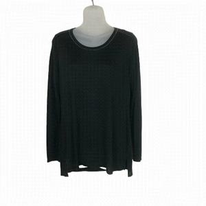 Vince Long Sleeved Semi Sheer Black Crew Neck Size S